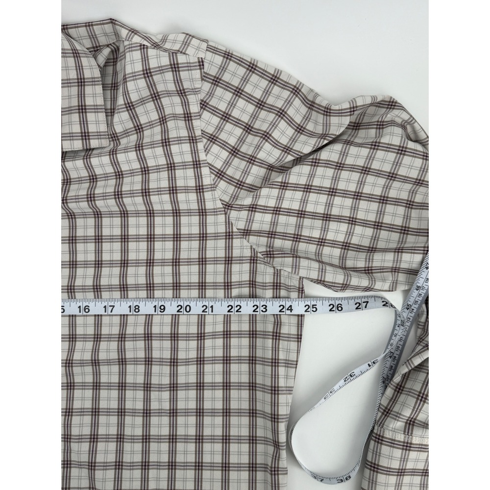 Mizzen+Main Leeward Classic Fit Large White Brown Plaid Performance 1WS-0853 - Picture 4 of 9